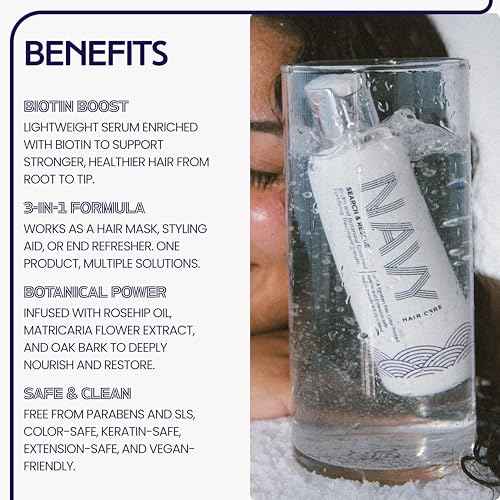 NAVY Hair Care Search & Rescue Fortifying Treatment Serum | Biotin-Enriched Botanical Blend with Chamomile Extract, Coconut & Rosehip Oil | Strengthens, Nourishes & Promotes Hair Growth | 4 oz