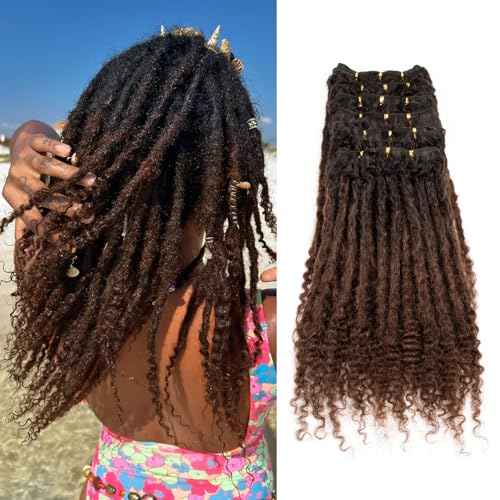 Originea 0.6cm 6-18 Inch 100% Human Hair Dreadlock Extensions Curly Ends Loc Extensions Human Hair For Women/Kids Handmade Permanent Loc Extensions Can Be Dyed Bleached Curled T30# 10 inch 30 Strands
