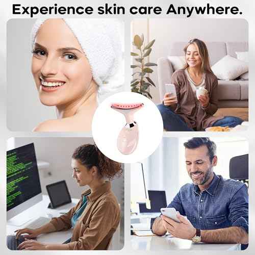 Facial Massager, Red-Light Portable Face Neck Massager Wand for Skin Care (Pink)