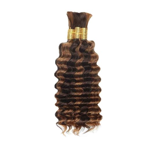 4/30 Freiuoke Human Braiding Hair Deep Wave Bulk Highlight No Weft Curly Braiding Hair Extensions for Boho Braids 16 16 16 Inch 150g/3 Bundles