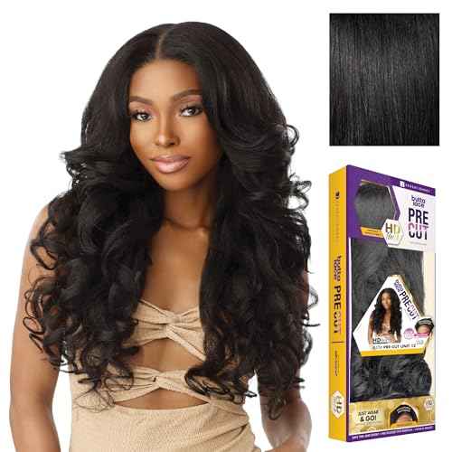 Sensationnel Butta Lace Precut Wigs - Unit 12 Glueless Extra Wide 5 Inch Deep Parting Synthetic Pre Tweezed Smaller Knot Hairline (1 JETBLACK)