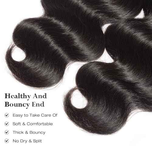 ASHINE Human Hair Bundle Body Wave Straight, Unprocessed Cambodian Raw Hair Bundles for Women Natural Black 16 Inch, Keep Soft and Silky After Multiple Washes