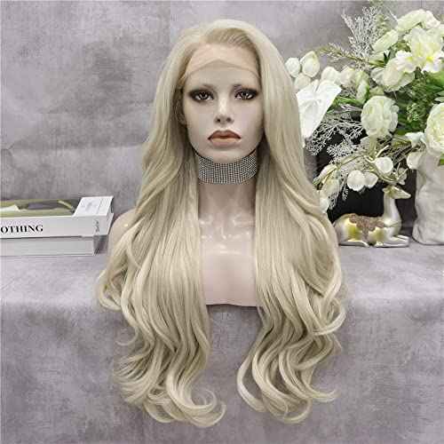 IMSTYLE Blonde Lace Front Wig Long Wave Synthetic Hair Wigs for Women Natural Hairline Blonde Heat Safe Hair 26 Inch Cosplay Wig