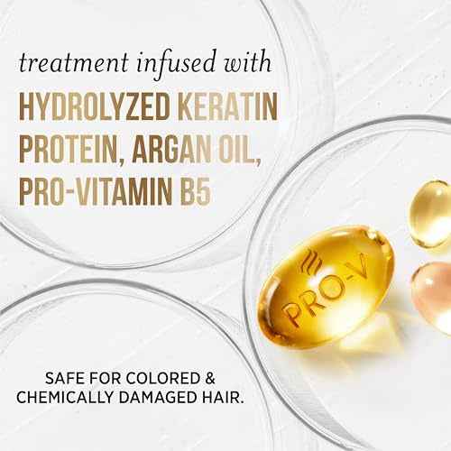 Pantene Keratin Leave-In Conditioner with Argan Oil, Protein Treatment for Dry, Damaged & Color-Treated Hair, Repairs Split Ends & Protects from Damage, Formaldehyde-Free, 8.4 Fl Oz