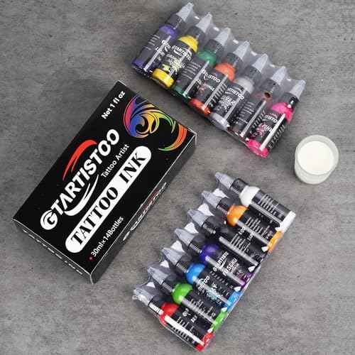 Tattoo Ink Set Professional 14 Colors 1oz (30ml) Vegan-Friendly Pigment Tattoo Ink Supplies