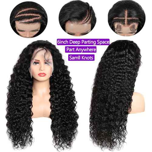 Lemoda Water Wave 13x6 HD Lace Front Wigs Human Hair Pre Plucked 26inch 13x6 Deep Wave Lace Front Wigs 180% Density Curly Wig Brazilian Virgin 15A Water Wave Human Hair Wig For Black Women