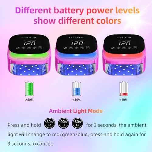 Cordless UV LED Nail Lamp, 60W Rechargeable Nail Dryer Gel Polish Light, Intelligent Auto Sensor LCD Display Nail Lamp, Portable 30 Beads Led Nail Light with 4 Timer Setting