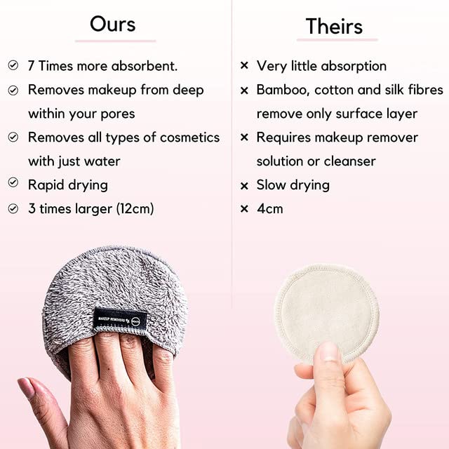 Ogato Reusable Makeup Remover Pads -6pc Reusable Makeup Remover Cloths - Reusable Face Pads, Makeup Eraser for All Skin Types - Washable Microfiber Makeup Remover Face Cloths - With Free Laundry Bag