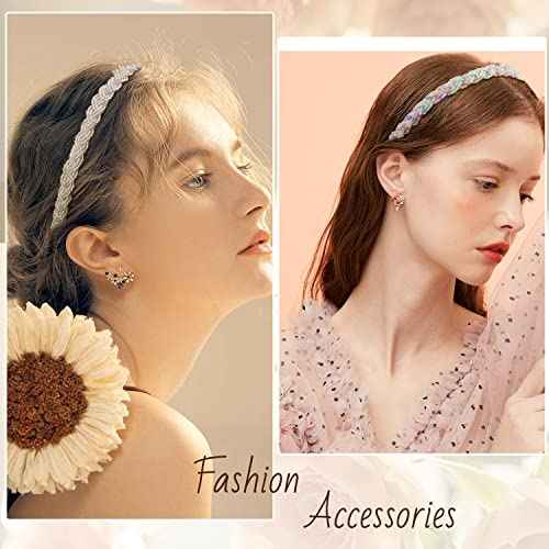 LYroo 8 Pack Headbands Metal Head Band Beaded Hair Bands Elegant Hairband No Slip Fashion Hair Accessories for Women Girls