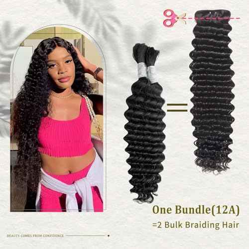 12A Deep Wave Human Hair Bundles 4 Pcs 18 20 22 24 Inch 100% Unprocessed Virgin Remy Hair Natural Black Water Wave Human Hair Extensions For Women