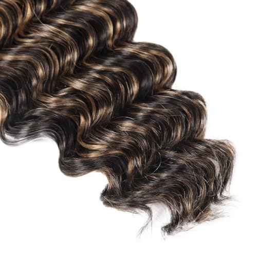 Piano Color Bundles P1B27 Highlight Deep Wave Human Hair Bundles 1b and Honey Blonde Loose Deep Weave Double Weft Brazilian Human Hair Sew-In Weave Extensions 26 28 30 Inch