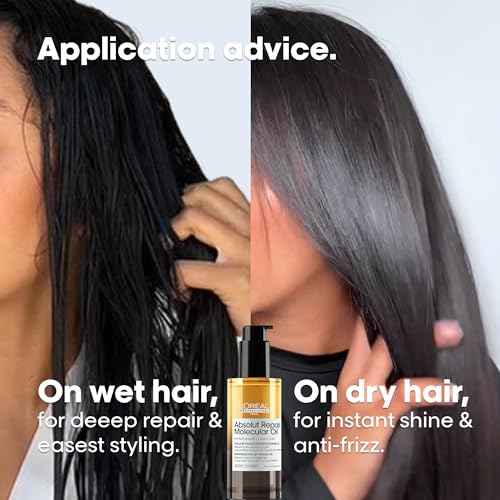 L'Or?al Professionnel Paris Absolut Repair Molecular High Shine Hair Oil ? Lightweight Fast-Absorbing Bi-phase Oil, Repairs 2 Years Hair Damage, 100 Hours Hair Shine, Anti-Frizz