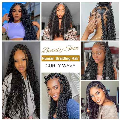 Human Braiding Hair For Boho Braids Human Curly Braiding Hair Bulk Human Hair For Braiding No Weft Human Hair Bundles For Braiding 100% Human Hair 1 Pack-2 Bundles 100g