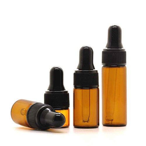 ZbFwmx 50 Pcs Mini Glass Dropper Bottle Lab Dropping Bottles Essential Oil Dropper Bottles Cosmetic Sample Vials Dropping Sample Containers Eye Dropper Dispenser (Black-Brown, 1ML)