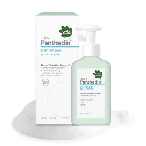 GREEN FINGER Panthedin Top to Toe Wash & Shampoo 7.8 Fl Oz, Skin Barrier Repair with Ceramide Body Wash, Moisturizing Skin with Hyaluronic acid, Hypoallergenic for Sensitive Itch Skin, Korean Skincare