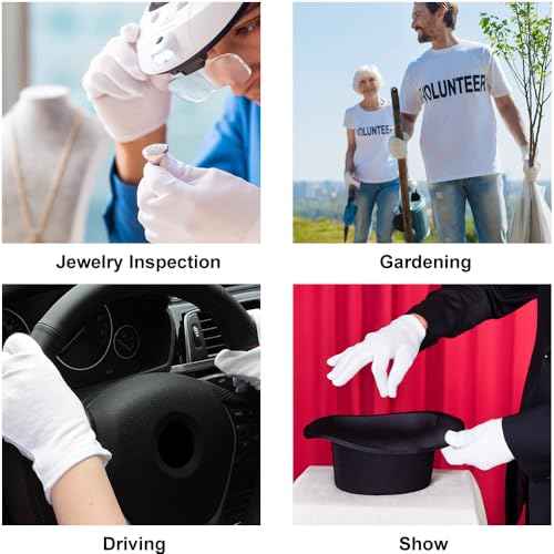 7 Pairs White Cotton Gloves, Breathable Cotton Gloves for Dry Hands Sleeping, Washable Eczema Moisturizing Glove Overnight for Women Men, Christmas Wedding Costume Work Glove for Serving Inspection