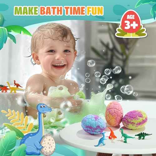 Bath Bombs for Kids with Dinosaur Toys Inside, 9 Pack Natural and Organic Dinosaur Bath Bombs Bubble Bath Gift Set, Stocking Stuffers for Kids, Perfect Christmas Birthday Gifts for Kid 3-12