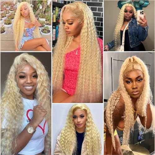 Gold Blonde 613 Human Hair Bundles 26 28 30 Inch Water Wave Bundles Human Hair 12A Raw Unprocessed Virgin Quick Weave Hair for Black Women Gold Blonde 613 Color
