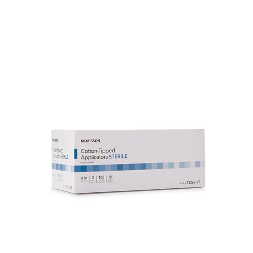 McKesson Cotton Tipped Applicator, 6 in [200 Count] Long Sterile Medical Swabs, Individually Wrapped, Plastic Shaft