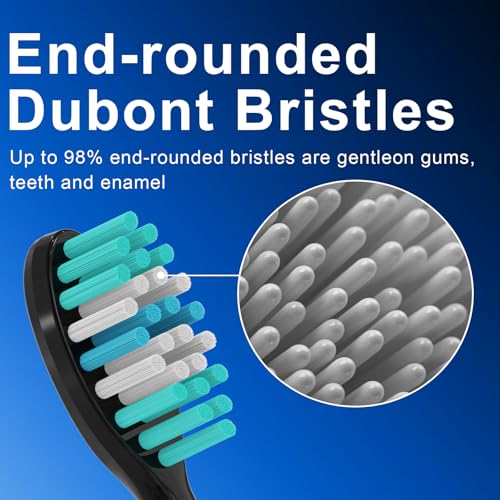 12 Pack Replacement Toothbrush Heads for AquaSonic Black Series & Pro/Vibe Series/Duo Series Pro - Compatible with AquaSonic Electric Toothbrush, Dupont Bristles with Cover-Black