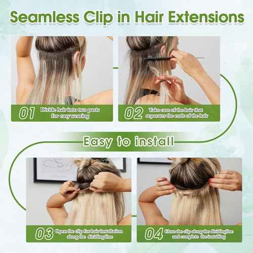 Natural Black Seamless Clip in Hair Extensions Real Human Hair 22inch Clip ins Human Hair Extensions Straight Clips in 100% Clip in Extensions Human Hair for Women 8pcs Double Weft