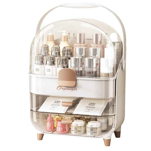 Elegxen Makeup and Skincare Organizer with Multiple Compartment - Stylish & Portable Makeup Organizer Box – Perfect Skin Care Holder for Vanity, Desk, & Bathroom - Ideal for Lipsticks, Brushes, & More