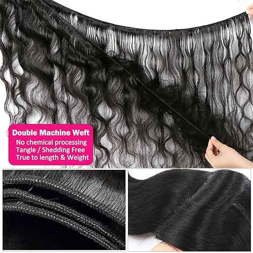 RESACA Body Wave 4 Bundles Human Hair Weave Weft Extentions Bundles for Women 22 24 26 28 Inch 100% Unprocessed Brazilian Virgin Human Hair (Nature Color Black)