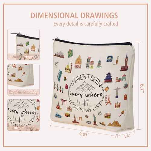 World Travel Gifts Makeup Bag Gift: Cute Cosmetic Bag I Haven't Been Everywhere But It's on My List For Teen Girl & Women Travellers.Ideal Trip Gift Cosmetic Bag For Travel, Birthdays.