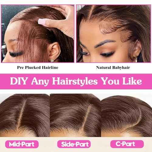 28 Inch Chocolate Brown Lace Front Wig Human Hair 13x6 HD Lace Front Wigs Human Hair Pre Plucked Straight Brown Wig Human Hair Wigs for Women Natural Hairline