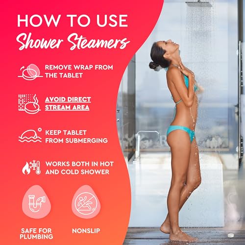 Cleverfy Shower Steamers Aromatherapy - Compact Variety Pack of 6 Shower Bombs with Essential Oils. Personal Care and Relaxation Birthday Gifts for Women and Men. Red Set