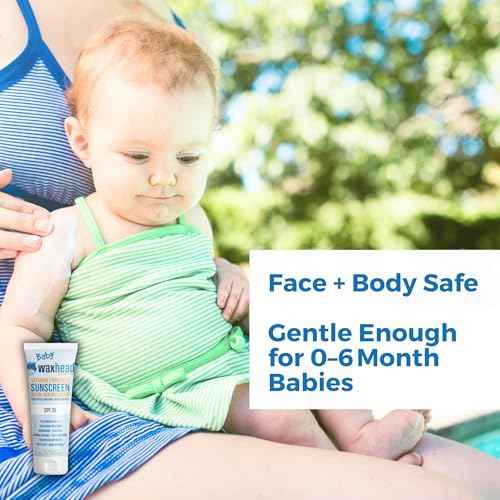 Waxhead Baby Sunscreen SPF?35 ? Non-nano Zinc Oxide Mineral Lotion for 6-12 months Babies + 12-24 Toddlers | Natural Tear?Free + Organic Hypoallergenic, Pediatrician?Recommended Sunblock (4?oz)