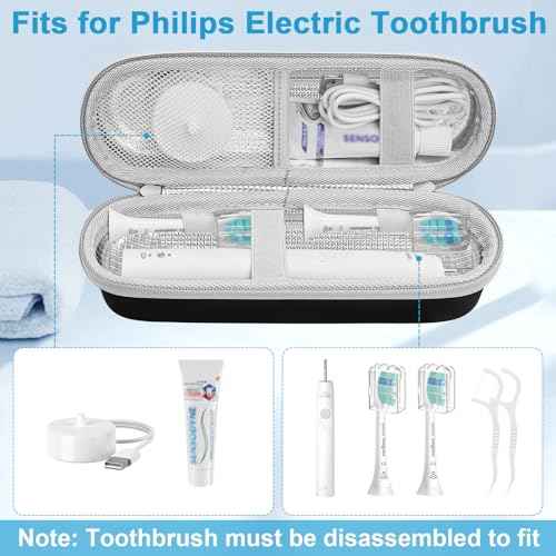 Electric Toothbrush Travel Case for Philips Sonicare 4100 6100 5100 6500 Series Electric Toothbrush, Hard EVA Toothbrush Protective Holder, Water-Resistant£¨Includes 2 Brush Head Covers£©