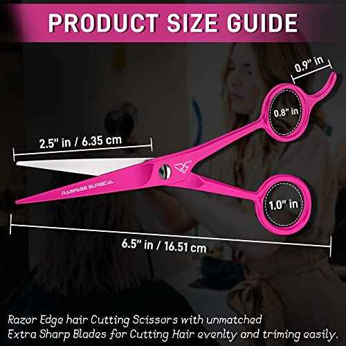 Professional Hairdresser Scissors 6.5" Inch Pink Hair Cutting Shears Japanese Stainless Steel Salon Barber Scissor (Barber Scissors, Japanese, B-4)