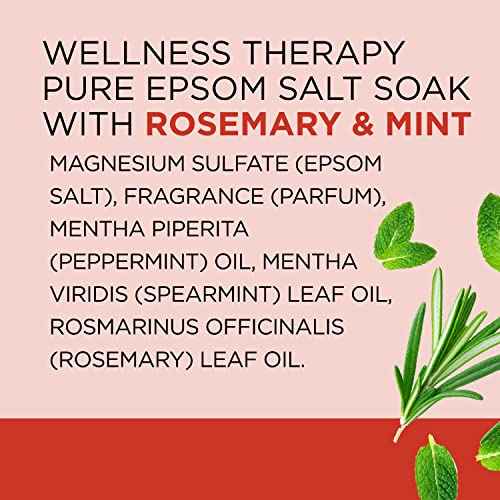 Dr Teal's Pure Epsom Salt Soak, Wellness Therapy with Rosemary & Mint, 3 lbs (Pack of 4)