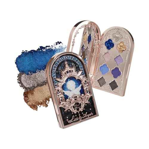 Flower Knows Little Angel 9-Color Eyeshadow Palette,Purple Gray Makeup Palette with 6 Matte + 3 Shimmer Shades,Blendable Smooth Cute Eye Makeup,0.37 Oz(02 Weeping Angel)