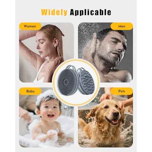 2 in 1 Silicone Body Scrubber, Anti Cellulite Massage Scrubber, Exfoliating Shower Brush for Men & Women, Removes Dead Skin, Reduces Cellulite, Improves Circulation, Fast Dry, Non Slip (1PC, Grey)