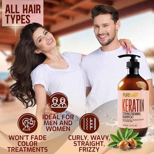 Keratin Shampoo - Sulfate Free, Strengthening Formula - Repair Damaged and Dry Hair - Products for Women and Men - For Thinning Hair - 16 Fl Oz