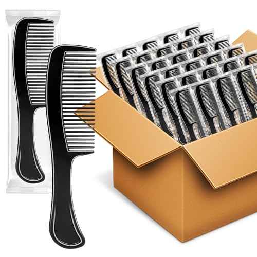 HOFASON 500 Pcs Bulk Hair Combs Individually Wrapped for Women, Kids, Men Beard, Professional Wide Tooth Comb for Hair Styling, Travel, Homeless, Hotel, Shelter, Nursing Home and Church (Black)