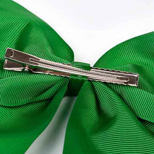 Tobeffect Hair Clip - 8 Inch Green Hair Bow - Cheerleading Bows for Girls, Women, Cheerleaders Grosgrain Material - Perfect for Hair Securing, Festivals, Birthdays, Weddings, School