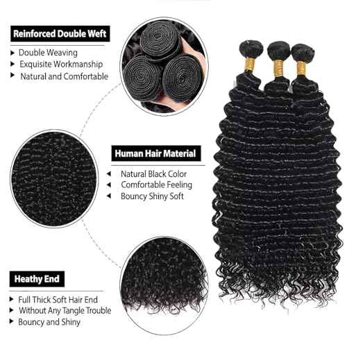 Deep Curly Bundles Human Hair 24 26 28 Inch Deep Wavy Bundles Human Hair 10A Grade Unprocessed Brazilian Virgin Extensions