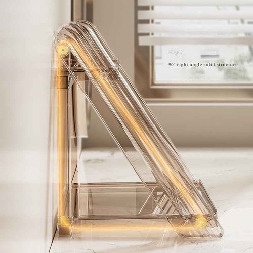 FYBREEK Tea Brown Foldable Perfume Organizer,Makeup Organizer,Clear Acrylic Double Layer Display Stand, Waterproof Cosmetic Storage Rack for Bathroom Vanity Countertop (1PC)