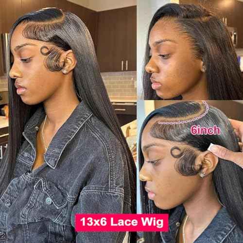 Straight Human Hair Wigs for Women Lace Front Wigs Pre Plucked Glueless 13x6 HD Lace Front Wigs Human Hair 180% Density Straight Frontal Wigs Human Hair 30 Inch