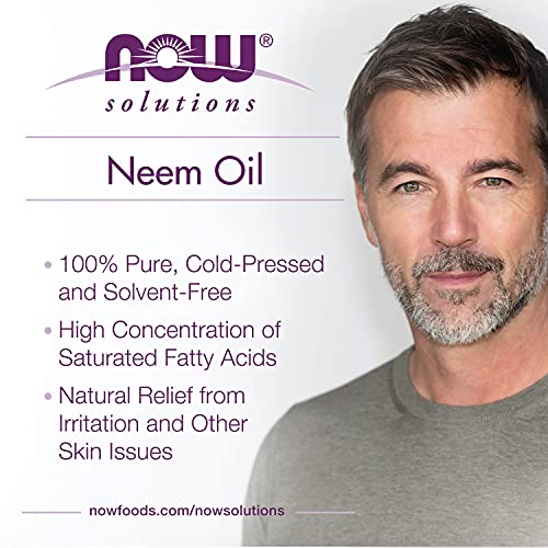 NOW Foods Solutions, Neem Oil, 100% Pure, Made From Azadirachta Indica (Neem) Seed Oil, Natural Relief from Irritation and Other Skin Issues, 1-Ounce, Ingredients: 100% pure neem oil