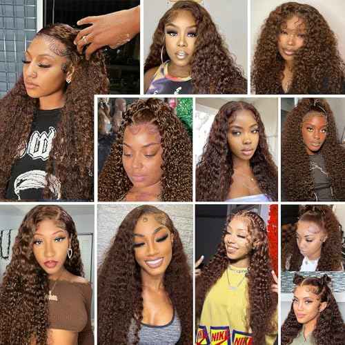 Aimking Chocolate Brown Lace Front Wig - Human Hair, 180% Density, HD Deep Wave, Pre-Plucked With Baby Hair, 26 Inch