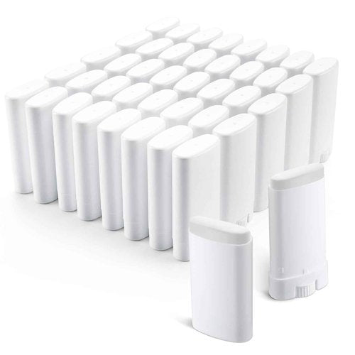 Wesiti 100 Pcs Plastic Empty Deodorant Containers 1/2 oz Travel Deodorant 15ml Refillable Containers Tubes Oval Lip Balm Tubes for Lip Balm DIY, White