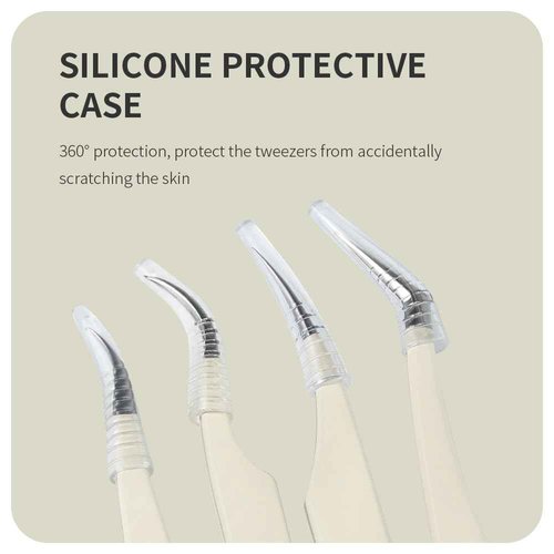 ANNAFRIS Lash Tweezers for Eyelash Extensions,Precision Fiber Tip for Volume Eyelash Extension,Lash Extension Tweezers for Easy Application and Removal (White, 1PC-08)