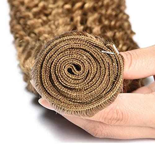 Color 27 Deep Wave Bundles Honey Blonde Human Hair 3 Bundles Brazilian 100% Unprocessed Virgin Extensions Double Weft Bundle 14 16 18 Inch
