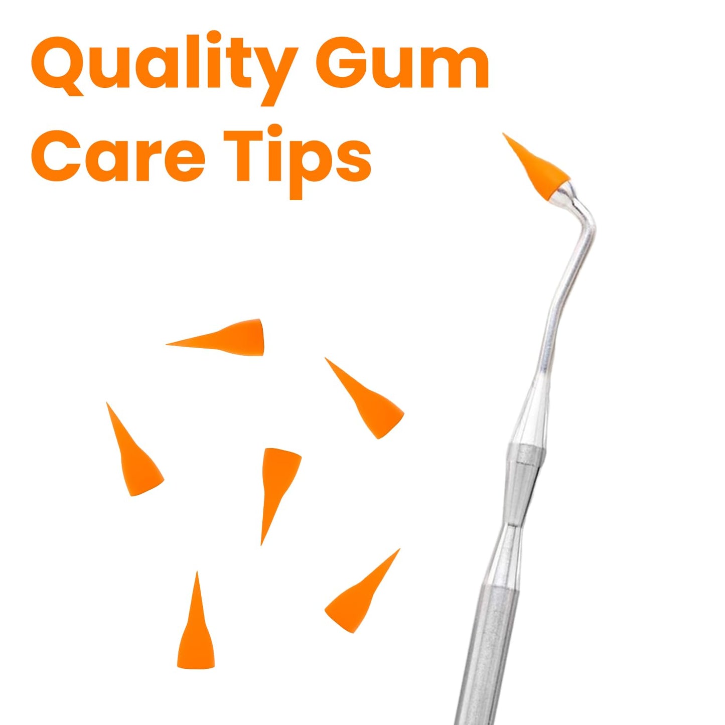 GumPick Durable Rubber Toothpick Dental Gum Massager & Stimulator - Premium Quality Gum Rubber Tip Refill for Proper Oral Care - Promotes Healthy Gums & Strengthens Gum Tissue - Pack of 6 (Orange)