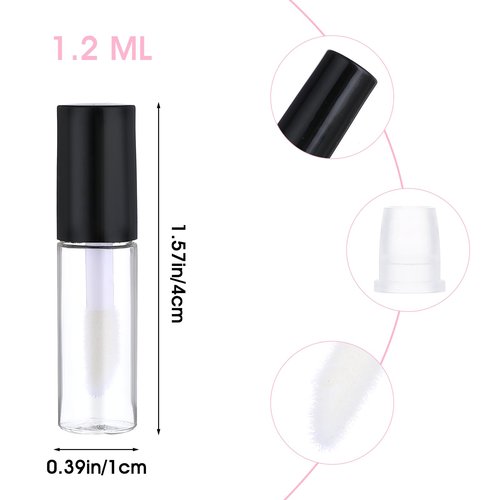 WLLHYF 100 Pcs Mini Lip Gloss Tubes, Refillable Lip Balm Bottle Transparent Empty Containers Travel Personal Cosmetic Inserts Cosmetic Tools Mini Lipstick Containers for Women DIY Makeup