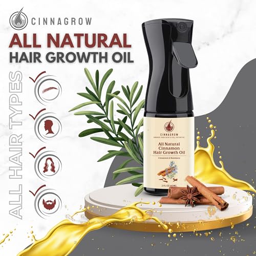 Hair Growth Oil with Rosemary & Cinnamon ? Thicker Hair, Scalp Nourishment & Strength ? Lightweight, Non-Greasy, Fast Absorbing Formula ? 60 ml (2 fl oz) Bottle with Pump Dispenser